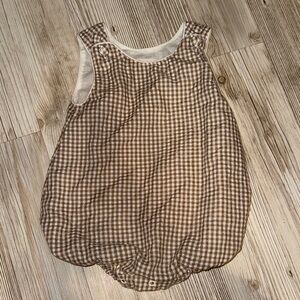Brown Checkered Kids One Piece